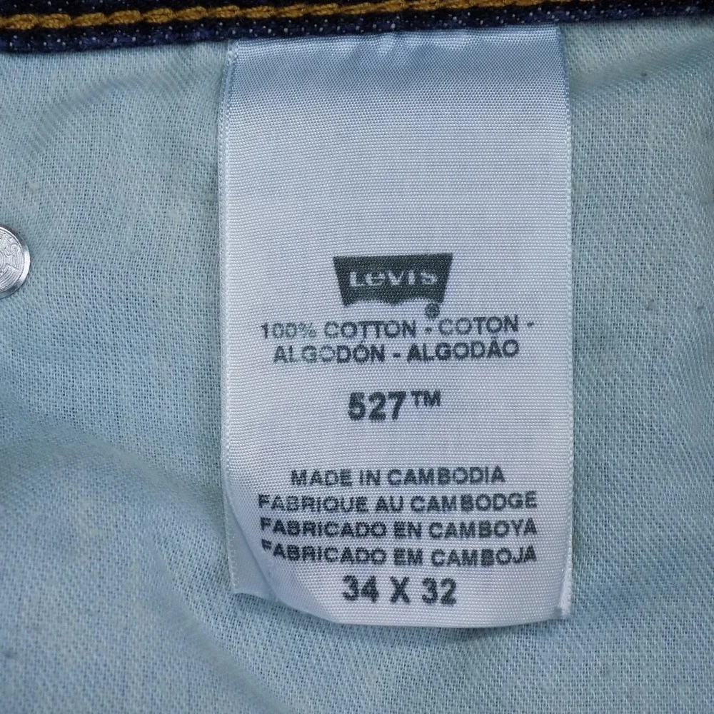 Levi's 527 Slim Bootcut Jeans Mens 34x32 (Fits 36X32) Dark Wash Blue Denim EUC